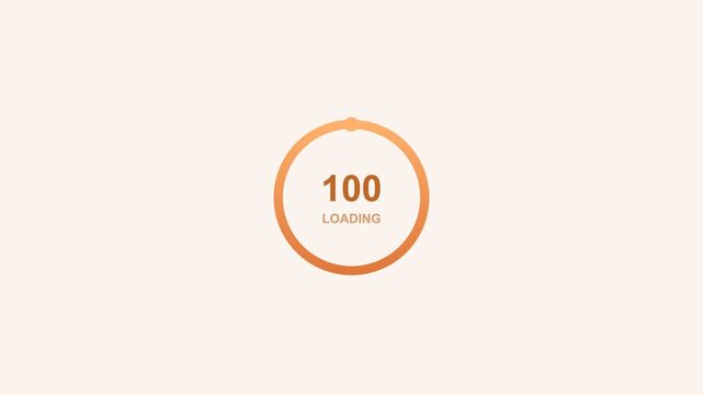 animated circular percentage loader counting to one hundred, orange color scheme