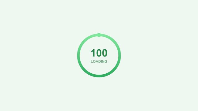 animated circular percentage loader counting to one hundred, green color scheme