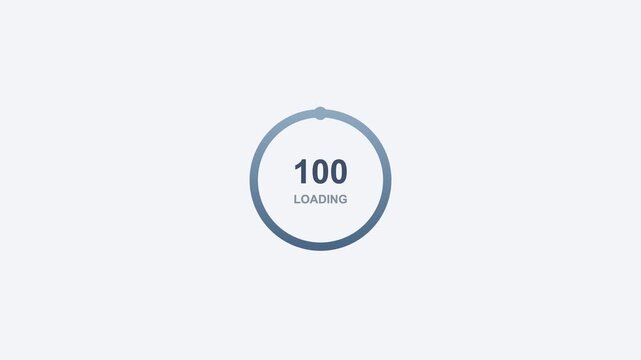 animated circular percentage loader counting to one hundred, gray color scheme
