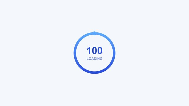 animated circular percentage loader counting to one hundred, blue color scheme