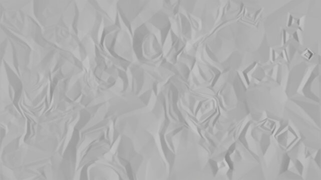 Crinkled paper texture with polygonal facets a monochromatic gray pattern on transparent background crumpled wrinkled