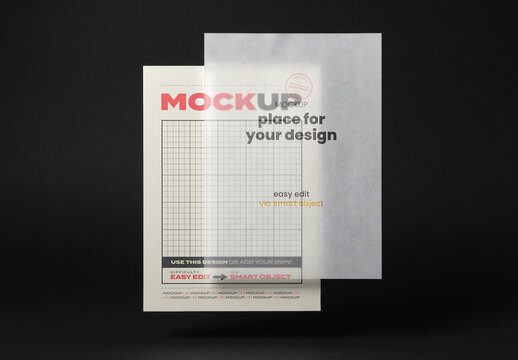 Page Poster and Trace Paper Above Mockup