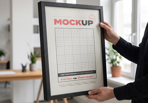 Person Holding Frame Poster Mockup