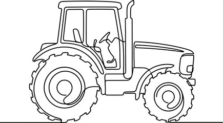 Continuous line drawing of a farm tractor. © Pionn