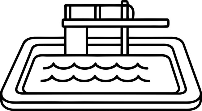 Diving Board Pool Icon - Minimalist Vector Illustration
