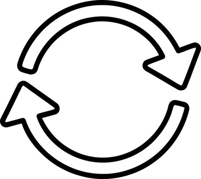 Circular refresh arrows icon, loop symbol, reload sign, cycle, update, repeat, restart concept