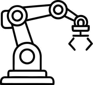 Industrial robot arm icon, automated manufacturing, technology, engineering, vector illustration