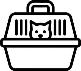 Cat Peeking From Pet Carrier Icon - Animal Travel Box © Roset