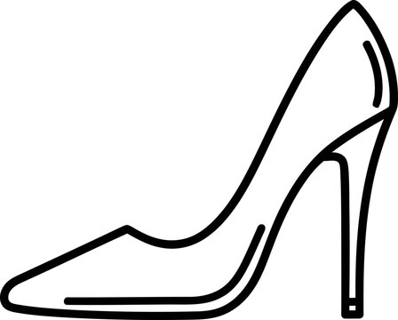 Elegant high heel shoe outline, classic pump silhouette, fashion footwear vector