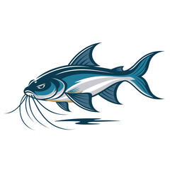 Fototapeta premium Blue Catfish Isolated Fishing Mascot Illustration