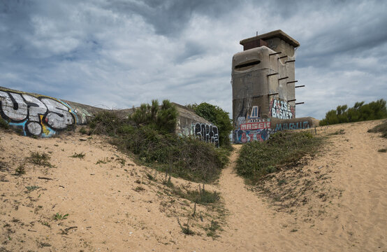 West wall bunker remains on Plage de Man&eacute; Guen.