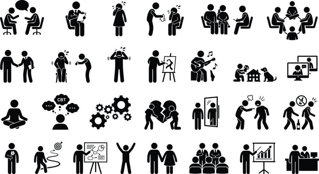 Set of mental health and psychotherapy icons