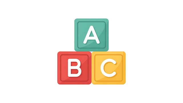 Colorful alphabet blocks with letters a b and c