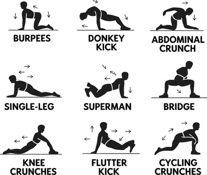 Exercise Instruction Silhouettes with