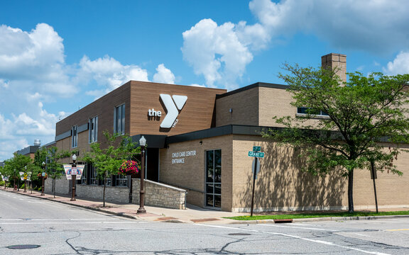 Wausau, WI, USA - Jul 11, 2026: Exterior view of the YMCA building downtown. Editorial Use Only.