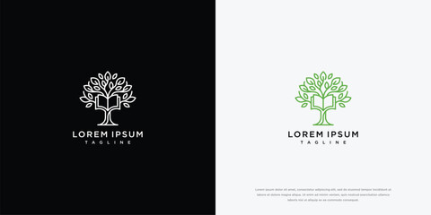 Minimalist Tree of Knowledge and Open Book Logo Design - Education and Nature Concept © Artmas