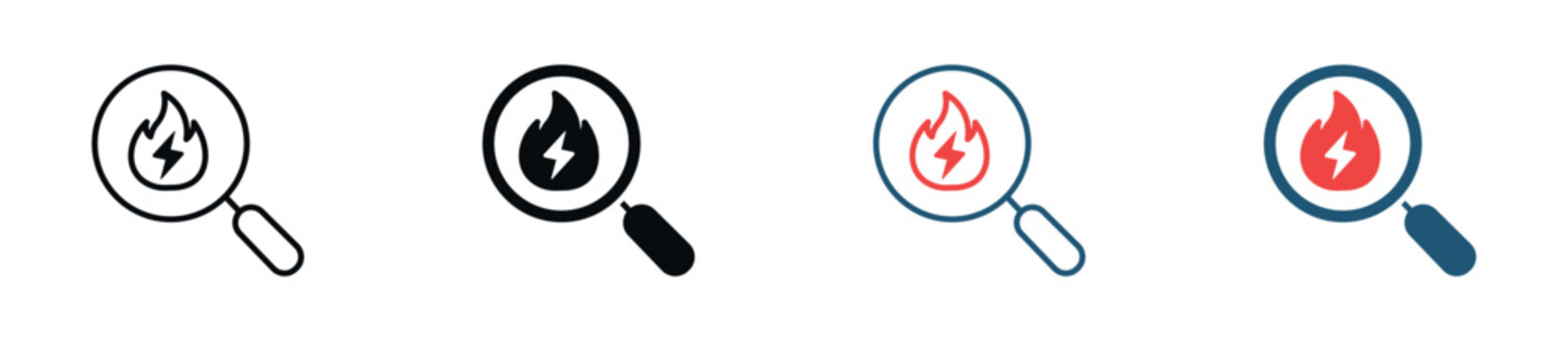 Trending Search Icon Set. Data Discovery, Hot Topics, Fast Analysis and Digital Insight Symbols. Vector Illustration.
