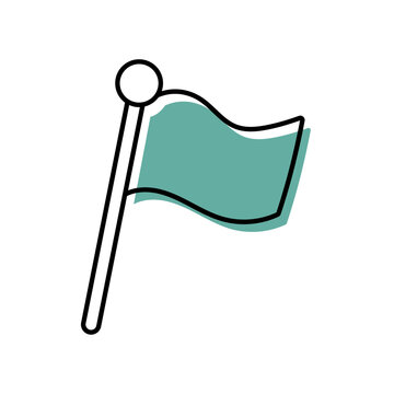 Pictogramme vectoriel minimaliste d&rsquo;un drapeau flottant pour signal&eacute;tique, point de rencontre, d&eacute;part, arriv&eacute;e, parcours, festival ou &eacute;v&eacute;nement.