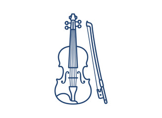 Fototapeta premium Minimalist Violin and Bow Vector Illustration