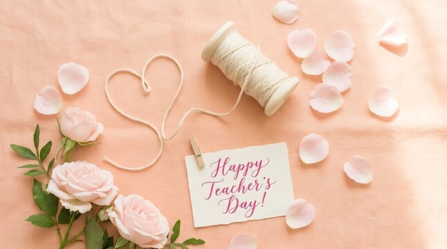 Teachers day card with roses appreciation for educators happy teachers day