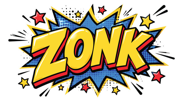 Dynamic Comic Book Style ZONK Sound Effect Vector Illustration With Explosive Graphic Blast And Vibrant Star Accents
