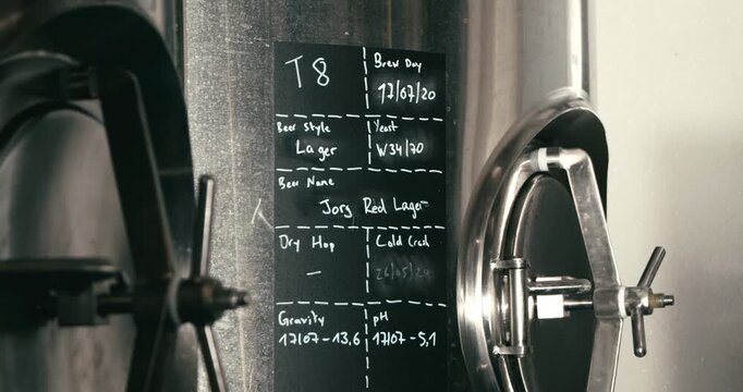 Brewery production tracking board showing brew schedules and tank assignments