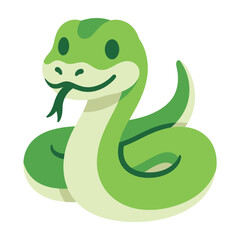 Smiling green cartoon snake illustration with tongue out