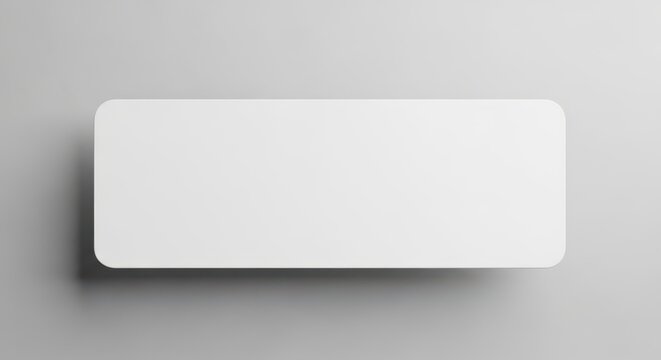 Blank white rectangular sign or label mockup with rounded corners on a neutral gray background