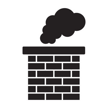 Black smoke coming out of brick chimney stack