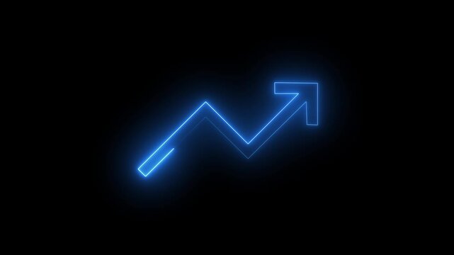 NEON line Creative Graph hand up arrow chart growing up. Business growth arrow and graph chart, Business line arrow, improvement, business strategy, arrow rising up.4K video animation.