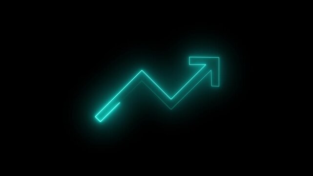 NEON line Creative Graph hand up arrow chart growing up. Business growth arrow and graph chart, Business line arrow, improvement, business strategy, arrow rising up.4K video animation.