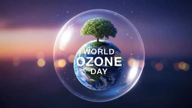 World ozone day conceptual illustration with earth and tree