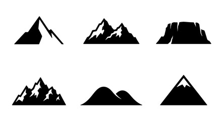 Mountain Icons Set, Diverse Peaks and Summits Collection, Vector Graphics for Adventure and Nature Themes © Zubaraj