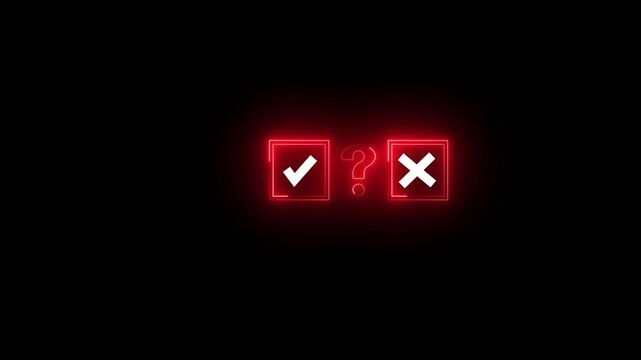 Tick or check mark signs neon icon animation. right and wrong animated neon icons, False and true. Correct and incorrect, accept and reject. Tick mark signs neon icon
