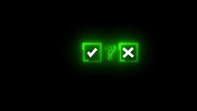 Tick or check mark signs neon icon animation. right and wrong animated neon icons, False and true. Correct and incorrect, accept and reject. Tick mark signs neon icon
