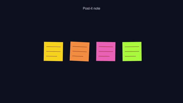 Colorful post-it note sticky paper collection for office organization and creative planning animation 4k