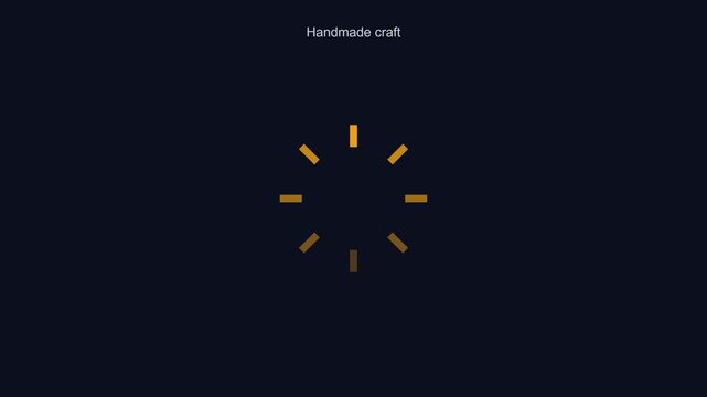 Handmade craft loading spinner animation with minimalist golden circular progress bar on dark 4k background