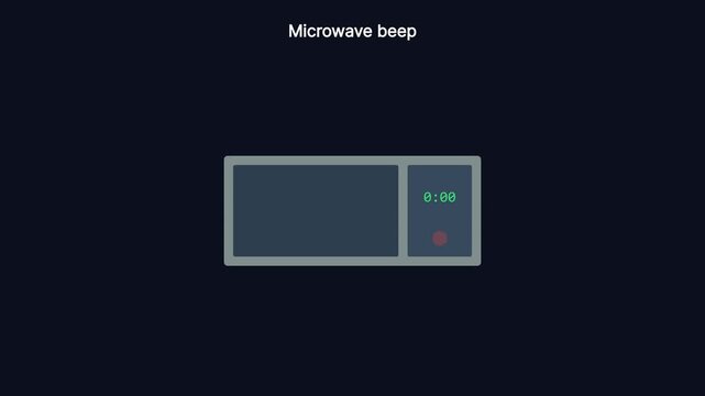 Microwave beep sound effect and timer display animation for kitchen appliance interface 4k