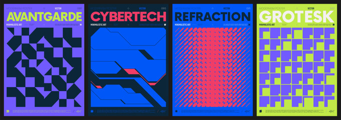 Fototapeta na wymiar Vector minimalist colorful contemporary art with geometric shapes, bold aesthetic brutalist style inspired graphics, shape distortion effect, modern abstract poster collection 35