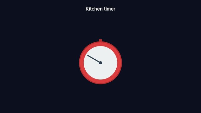 Minimalist kitchen timer animation counting down seconds on dark 4k background, countdown clock measurement