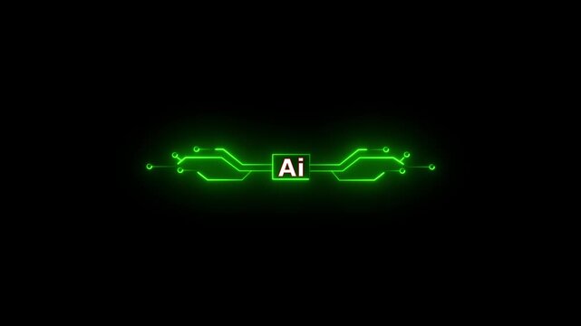 AI Circuit Integration and Data. Motion graphic of digital AI logo with futuristic technology . Chat with AI or artificial intelligence technology circuit board, Integration 