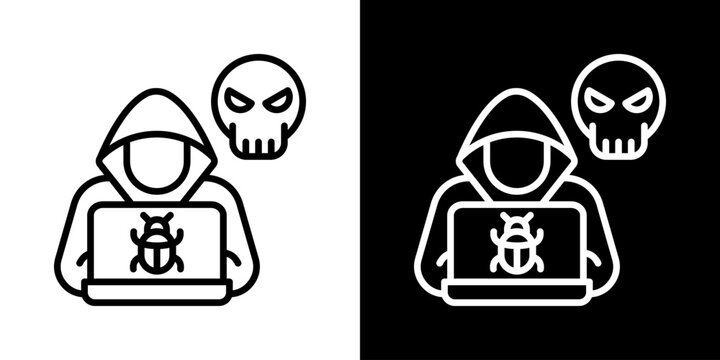 Hacker Icon Of Line Black And White Style Vector Illustrationn