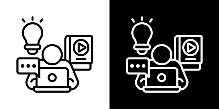 Study Icon Of Line Black And White Style Vector Illustrationn