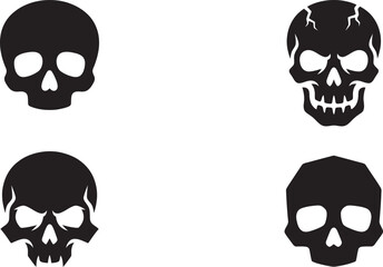 Fototapeta premium Halloween skulls vector illustration set of four different