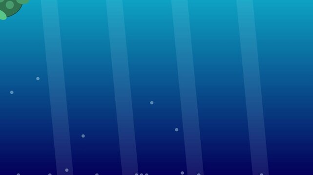 Underwater ocean 4k background, with rising bubbles, and sea turtle, animation