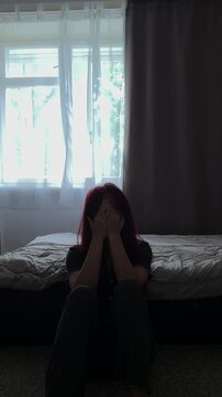 Desperate Female Hikikomori Weeping in Room