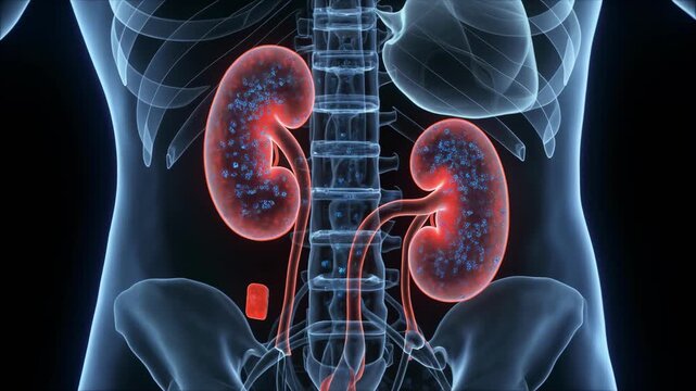 Nephron Thin Descending Limb Showing Water Exit Gradient in Transparent Kidney Medulla for Medical Education