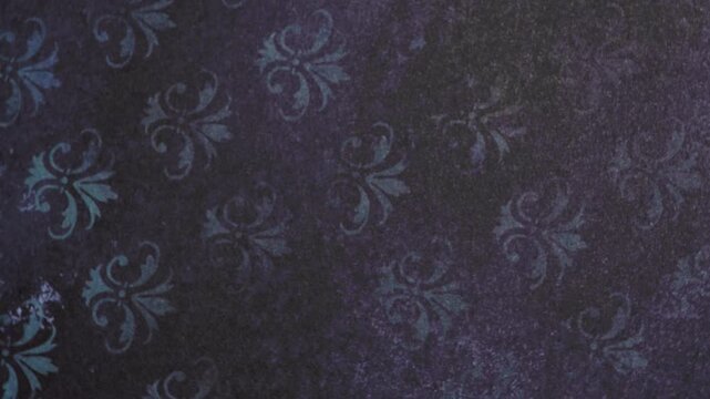 Slow Rotating View of Vintage Fleur-de-Lis Damask Wallpaper Surface