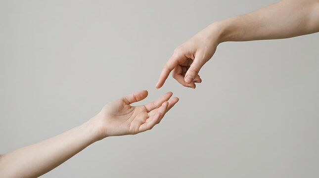 Two hands reaching towards each other in a gentle human connection gesture