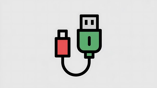 Usb cable connector icon with flat colorful design